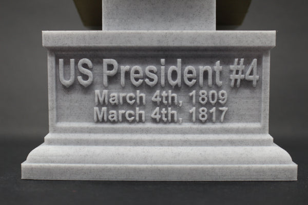 James Madison, 4th US President, Sculpture Bust on Box Plinth