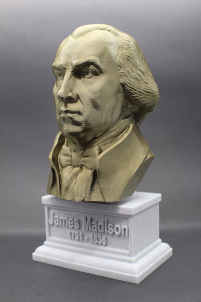 James Madison, 4th US President, Sculpture Bust on Box Plinth