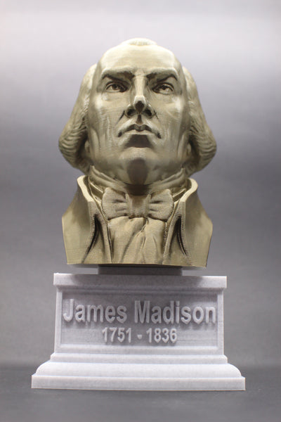 James Madison, 4th US President, Sculpture Bust on Box Plinth