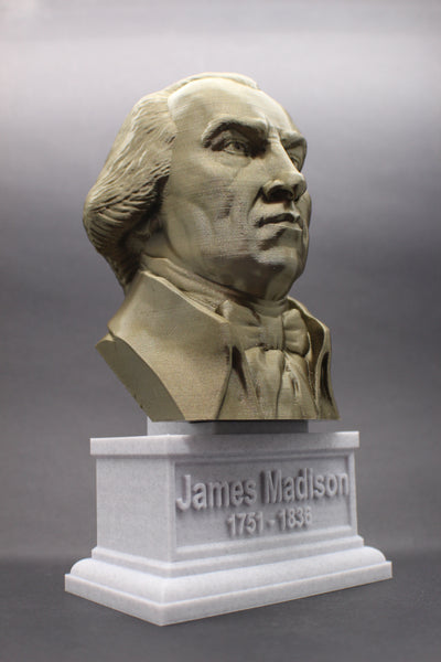 James Madison, 4th US President, Sculpture Bust on Box Plinth