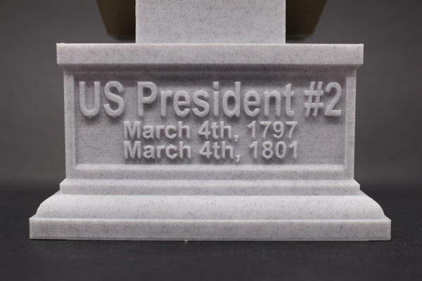 John Adams, 2nd US President, Sculpture Bust on Box Plinth