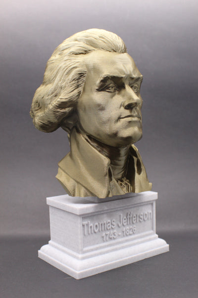 Thomas Jefferson, 3rd US President, Sculpture Bust on Box Plinth