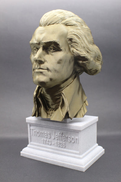 Thomas Jefferson, 3rd US President, Sculpture Bust on Box Plinth