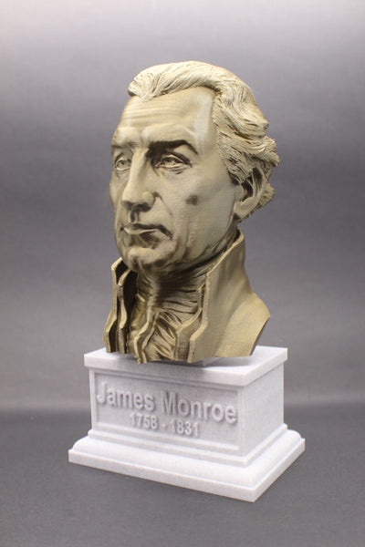 James Monroe, 5th US President, Sculpture Bust on Box Plinth