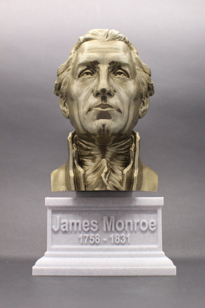 James Monroe, 5th US President, Sculpture Bust on Box Plinth