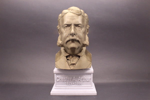Chester A. Arthur, 21st US President, Sculpture Bust on Box Plinth
