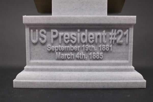 Chester A. Arthur, 21st US President, Sculpture Bust on Box Plinth