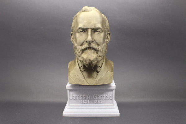 James A. Garfield, 20th US President, Sculpture Bust on Box Plinth