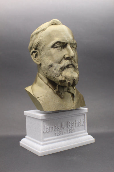 James A. Garfield, 20th US President, Sculpture Bust on Box Plinth