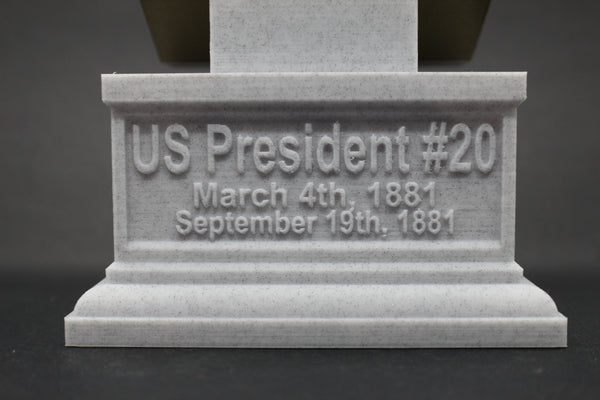 James A. Garfield, 20th US President, Sculpture Bust on Box Plinth