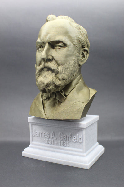 James A. Garfield, 20th US President, Sculpture Bust on Box Plinth