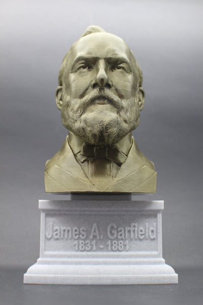 James A. Garfield, 20th US President, Sculpture Bust on Box Plinth