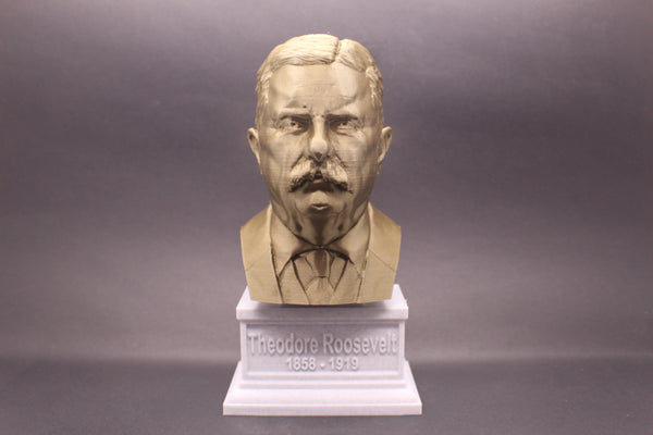 Theodore Roosevelt, 26th US President, Sculpture Bust on Box Plinth