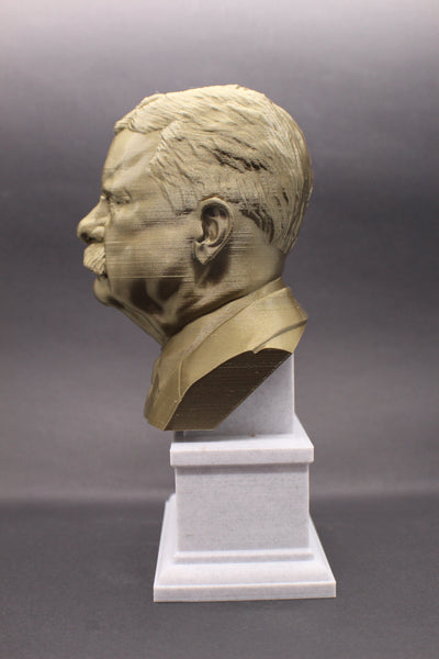 Theodore Roosevelt, 26th US President, Sculpture Bust on Box Plinth