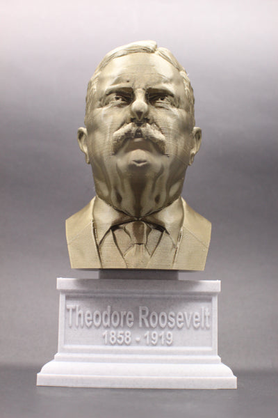 Theodore Roosevelt, 26th US President, Sculpture Bust on Box Plinth