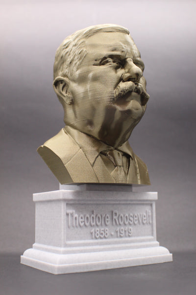 Theodore Roosevelt, 26th US President, Sculpture Bust on Box Plinth