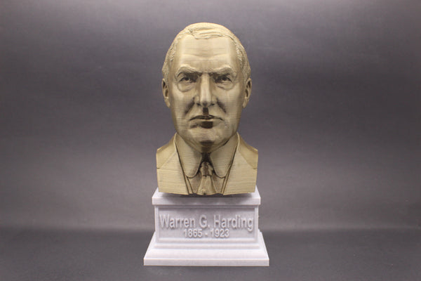 Warren G. Harding, 29th US President, Sculpture Bust on Box Plinth