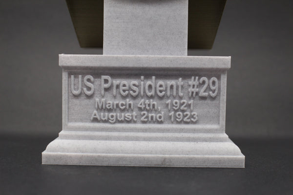 Warren G. Harding, 29th US President, Sculpture Bust on Box Plinth