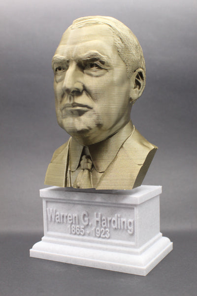 Warren G. Harding, 29th US President, Sculpture Bust on Box Plinth