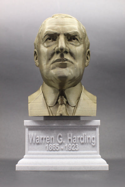 Warren G. Harding, 29th US President, Sculpture Bust on Box Plinth