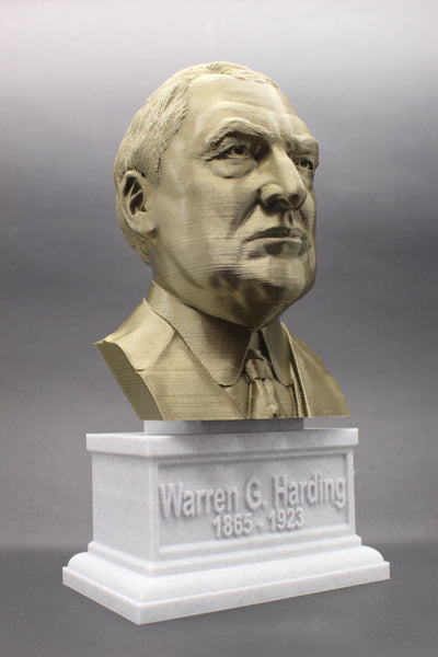 Warren G. Harding, 29th US President, Sculpture Bust on Box Plinth