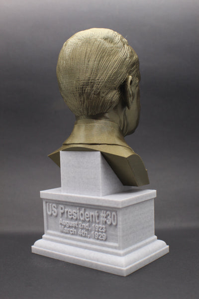 Calvin Coolidge, 30th US President, Sculpture Bust on Box Plinth