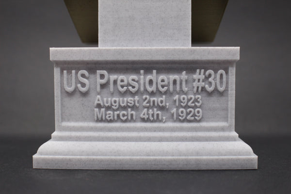Calvin Coolidge, 30th US President, Sculpture Bust on Box Plinth