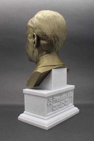 Calvin Coolidge, 30th US President, Sculpture Bust on Box Plinth