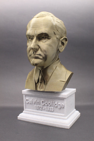 Calvin Coolidge, 30th US President, Sculpture Bust on Box Plinth