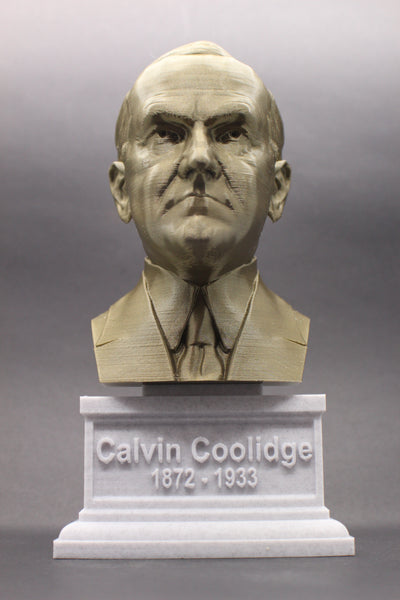 Calvin Coolidge, 30th US President, Sculpture Bust on Box Plinth