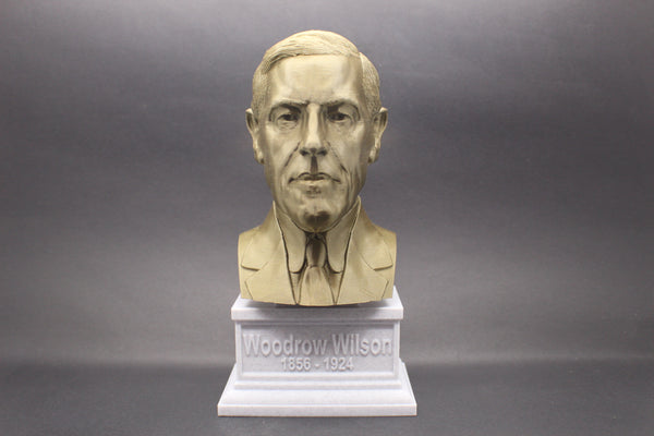Woodrow Wilson, 28th US President, Sculpture Bust on Box Plinth