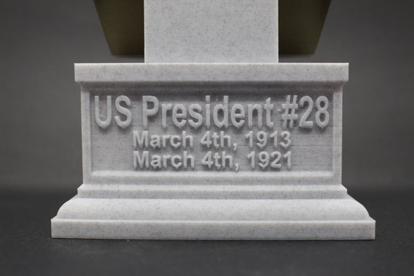Woodrow Wilson, 28th US President, Sculpture Bust on Box Plinth