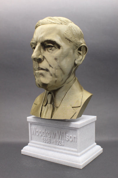Woodrow Wilson, 28th US President, Sculpture Bust on Box Plinth