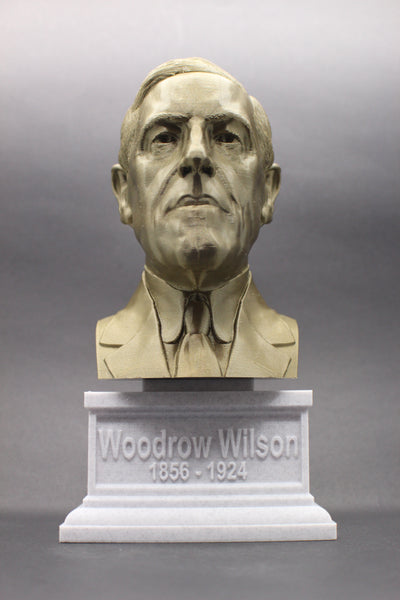 Woodrow Wilson, 28th US President, Sculpture Bust on Box Plinth