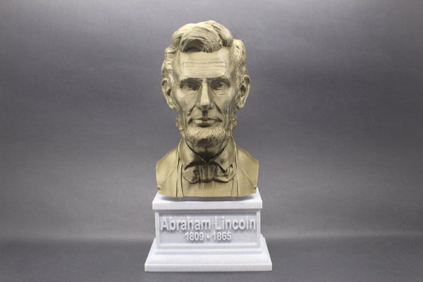 Abraham Lincoln, 16th US President, Sculpture Bust on Box Plinth