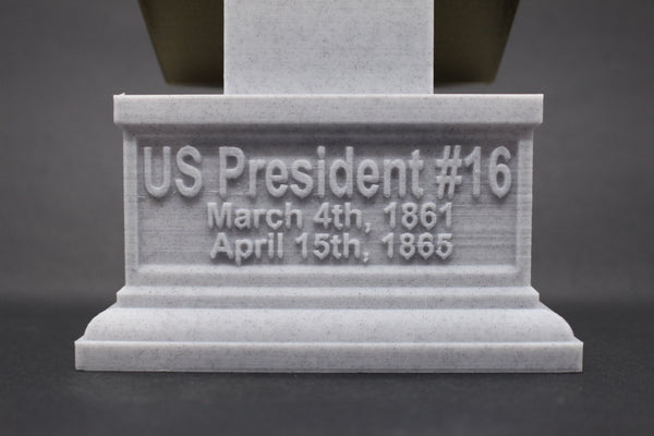 Abraham Lincoln, 16th US President, Sculpture Bust on Box Plinth