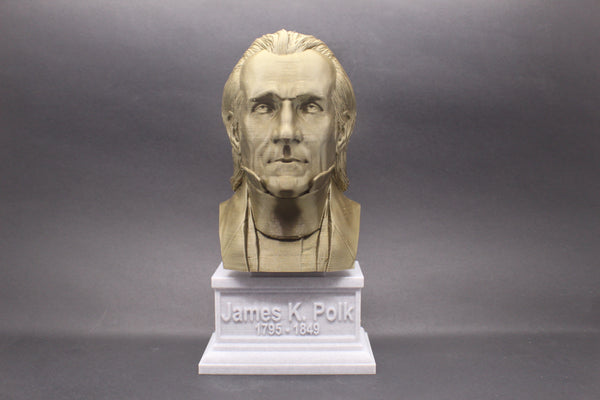James K Polk, 11th US President, Sculpture Bust on Box Plinth