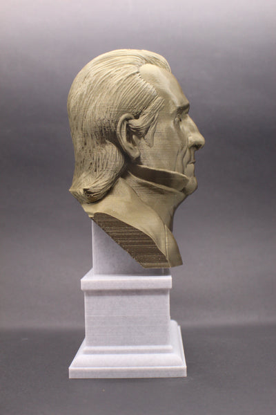 James K Polk, 11th US President, Sculpture Bust on Box Plinth