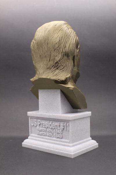 James K Polk, 11th US President, Sculpture Bust on Box Plinth