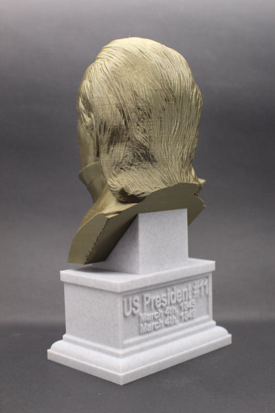 James K Polk, 11th US President, Sculpture Bust on Box Plinth