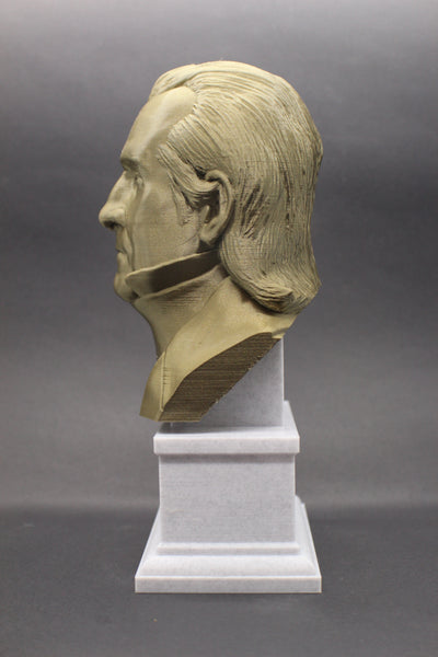 James K Polk, 11th US President, Sculpture Bust on Box Plinth