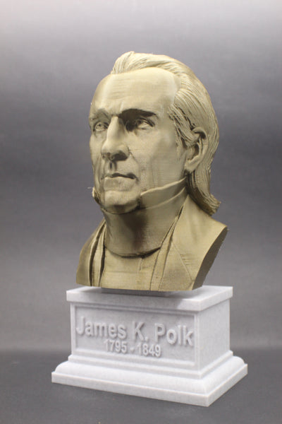 James K Polk, 11th US President, Sculpture Bust on Box Plinth