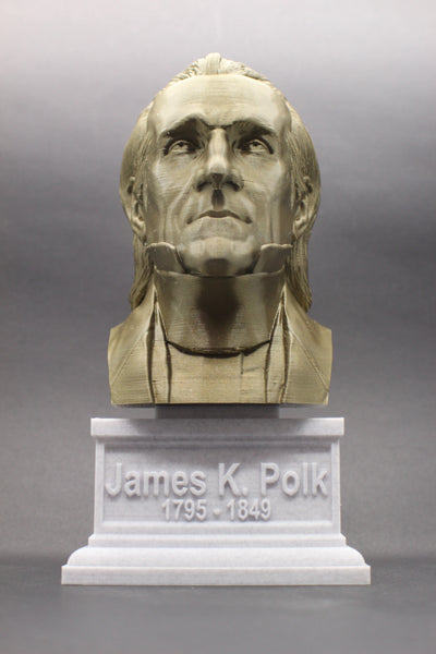 James K Polk, 11th US President, Sculpture Bust on Box Plinth