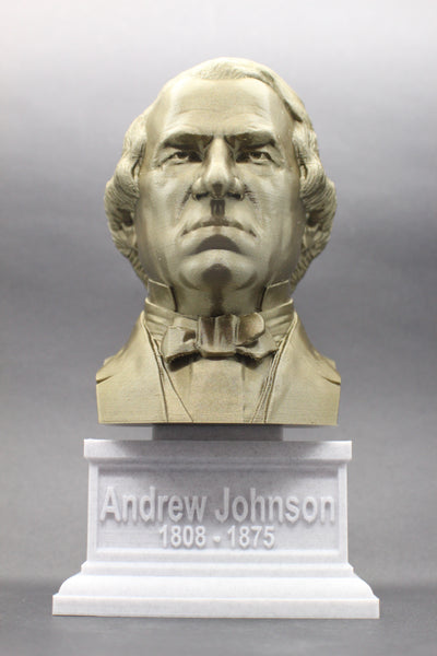 Andrew Johnson, 17th US President, Sculpture Bust on Box Plinth