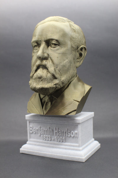 Benjamin Harrison, 23rd US President, Sculpture Bust on Box Plinth