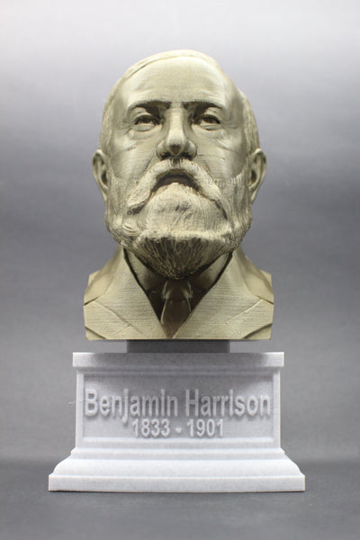 Benjamin Harrison, 23rd US President, Sculpture Bust on Box Plinth