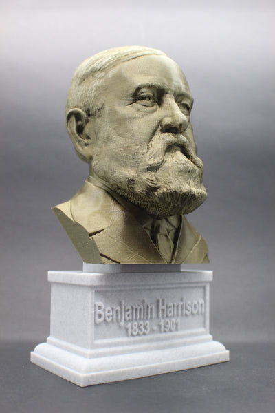 Benjamin Harrison, 23rd US President, Sculpture Bust on Box Plinth