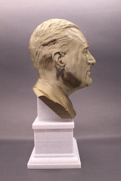 Franklin Delano Roosevelt, 32nd US President, Sculpture Bust on Box Plinth