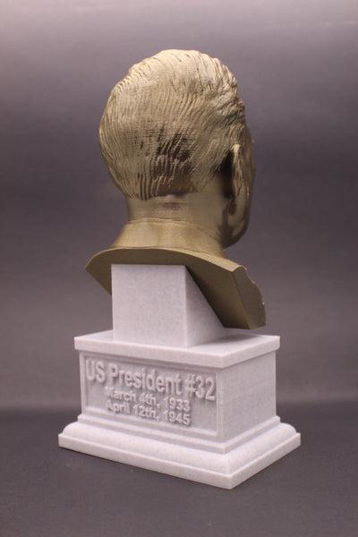 Franklin Delano Roosevelt, 32nd US President, Sculpture Bust on Box Plinth