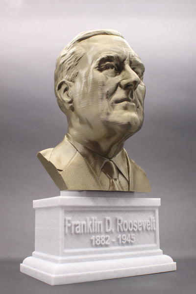 Franklin Delano Roosevelt, 32nd US President, Sculpture Bust on Box Plinth